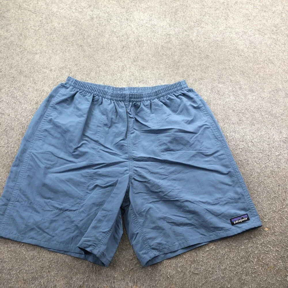 Patagonia Shorts Mens Medium Blue Baggies Swim Trunks Mesh Lined Elastic Waist